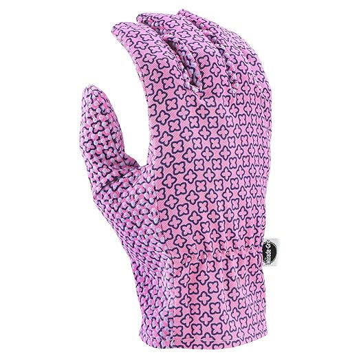 Miracle-Gro Women's Canvas Back Dotted Palm Gardening Work Gloves, Breathable Backing, Strong Grip, Shirred Elastic Wrist, Purple/Pink, Medium, (M56111/WML)