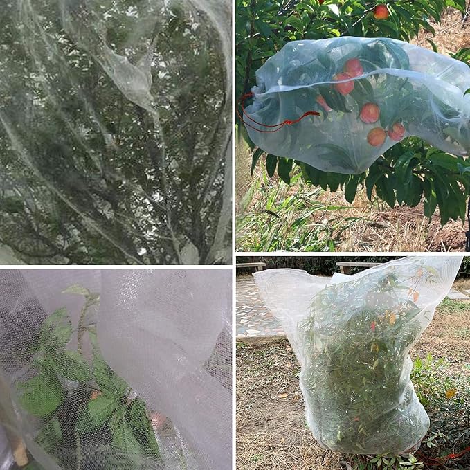 Fruit Covers Bags - 20PCS 20x20 Inch Sturdy Fruit Protection Bags with Drawstring, Fruit Netting Mesh Wrap Protect Vegetables, Tomato, Flowers