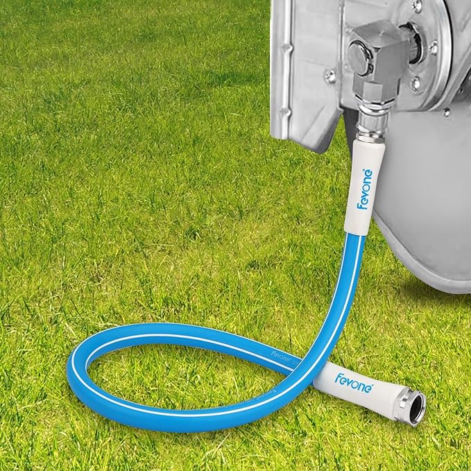 Fevone 3 ft Leader Hose Male to Female, Hose Reel Connector Hose 3 ft, Lead Hose for Hose Reel, 5/8 Inner Diameter Hose, 3/4 Aluminum Fittings
