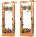 S AFSTAR Raised Garden Bed with Trellis, 2 Pieces Fir Wood Planter Box with Flat Roof & Drainage Holes, Vertical Planter Raised Bed for Climbing Plants, Flowers & Vegetables, 43" x 14" x 89" (Orange)