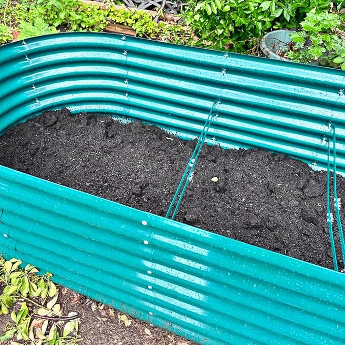 1 Pack 8x3x2FT Galvanized Raised Garden Bed Kit Oval Metal Ground Planter Box Outdoor Bottomless Planter Raised Beds for Vegetables Flowers Herbs Fruits, Green