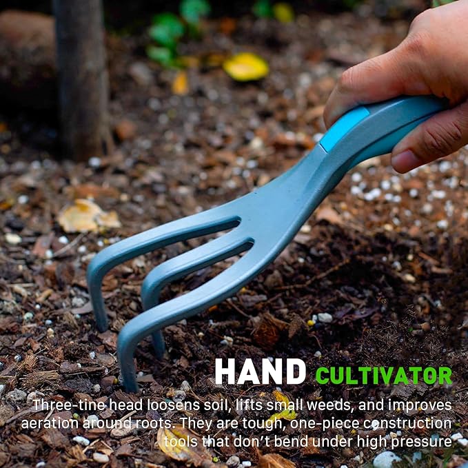 GOODSMANN Heavy Duty Garden Tools Aluminum Gardening Tools Set of 4 Includes Flower Garden Shovel Hand Trowel Weeding Cultivator and Garden Pruning Shears for Women/Men