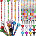 Tigeen 236 Pcs Garden Stake DIY Fairy Wand Plant Stake with 12 Colorful Crystal Stopper Top 12 Threaded Rod with 200 Large Hole Bead for Spring Summer Holiday Outdoor Decorations(Rose Flower)