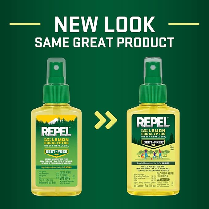 Repel Plant-Based Lemon Eucalyptus Insect Repellent, 4 Ounces, DEET-Free Pump Insect Repellent Repels Mosquitoes For 6 Hours With Plant-Based Ingredients, 2 Pack