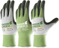 COOLJOB 3 Pairs Gardening Gloves for Women Men, 100% Recycled Polyester with Rubber Coated for Garden Patio Yard Lawn Work, Green, White & Grey, Medium Size