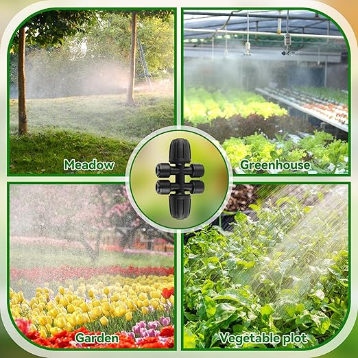 Kalolary 8Pcs 5/16'' to 1/4'' Drip Irrigation Fittings with 6Pcs Plugs, Drip Irrigation Part for 8/12mm to 4/7mm Tube Locked Barbed 6 Hose Connectors Splitter Fitting for Warter Irrigation System