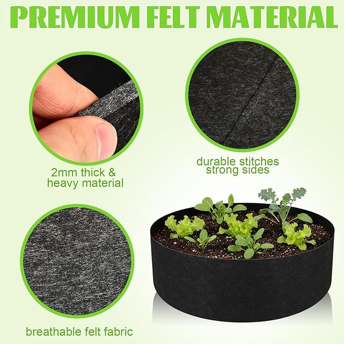 Hushee 3 Pack Plant Grow Bags 50/95/100 Gallon Large Round Grow Bags Raised Garden Beds Planters Pots Heavy Duty Fabric Cloth Black for Garden Flowers Vegetable Herbs Plants Outdoor Containers Favors
