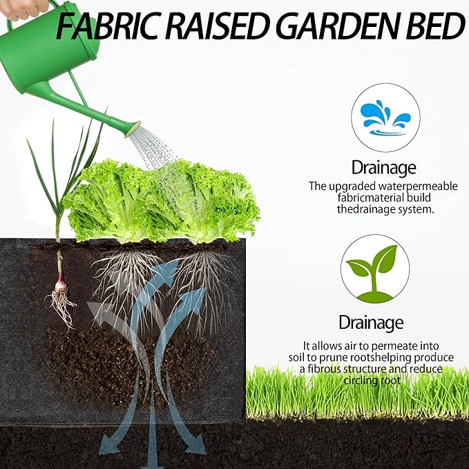 3-Pack 1 Grids Fabric 5 Gallon Grow Bags, 1x1x1ft Thickened 400G Nonwoven Fabric Raised Garden Beds with Handles - Indoor Outdoor Planters for Vegetables, Herbs, Flowers