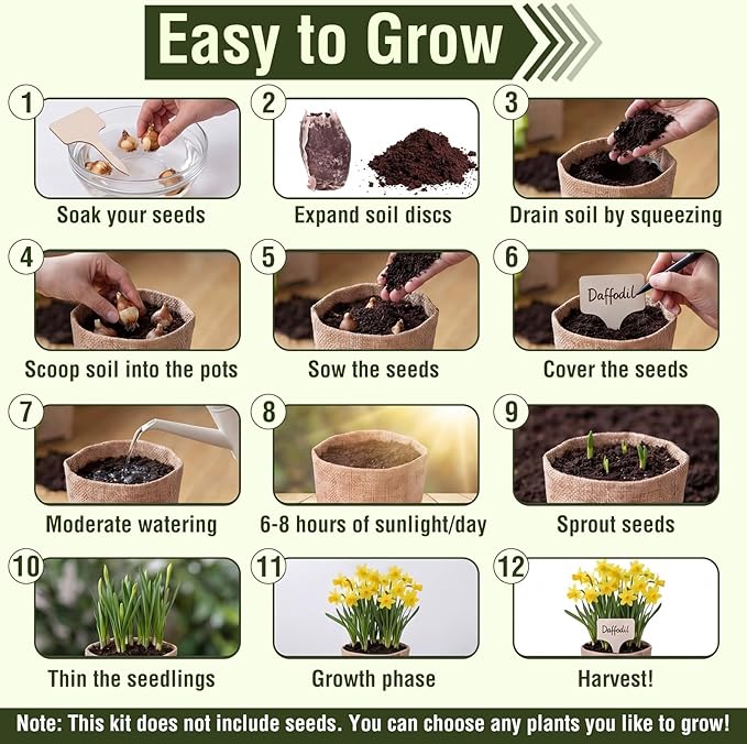 Novabright 20 Pack Herb Garden Planter Indoor Kit, 60 Pcs Complete Kitchen Herb Starter Set Including Burlap Pots Seedling Blocks Markers Easter Birthday Gift Ideas for Women Mom Wife Housewarming