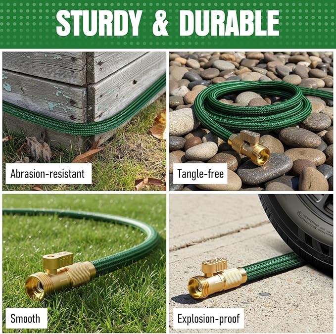 Garden Hose 75 ft NON-EXPANDABLE Water Hose, Flexible & Lightweight Kink Resistant Hybrid Hose, Leak-Proof Heavy Duty, Super Durable Fabric with 3/4" Solid Brass Connectors