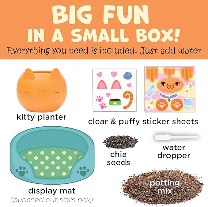 Creativity for Kids Plant-A-Pet: Kitty - Arts and Crafts for Kids, Mini Gifts for Girls and Spring Crafts for Kids, Chia Seed Plant Pet (Ages 6+)