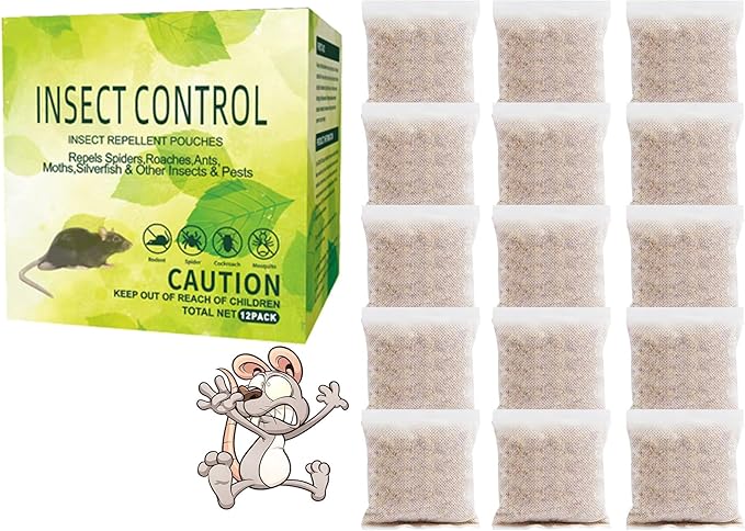 Rodent Mice Repellent Bags, Peppermint Oil to Repel Mice Rats, Rodent Mouse Repellent for House Car Basement Garage Boat Barn, Natural Ingredients Rat Repellent Bags(15)