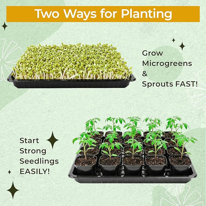100 Pcs Square Nursery Pots, 5 Pcs Seed Starter Tray, 2.6 inch Nursery Pots with Tray, Plastic Starter Pots for Planting Seeds, Reusable Seed Starting Pots with Drainage Holes (Plastic)