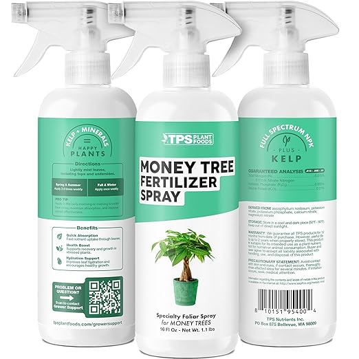 Money Tree Fertilizer Spray, Gentle Foliar Feeding Spray for Healthy Leaves and Plants, Liquid Fertilizer by TPS Plant Foods, 16oz (475ml)