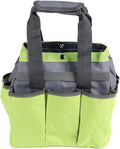 Large Capacity Tool Storage, Garden Tote, Portable Gardening Tools Carrier with 9 Pockets, Comfortable Handle and Elastic Straps, Oxford Cloth for