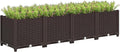 Outsunny 5 x 1 x 1 ft Raised Garden Bed, Indoor Outdoor Plastic Planter Box with Drainage Holes, Drain Plugs and Water Reservoirs for Vegetables, Herbs, Flowers & Succulents, Brown