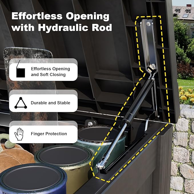 180 Gallon Deck Box Large Outdoor Storage Box Waterproof for Patio Furniture,Outdoor Cushions,Garden Tools and Pool Supplies,Weatherproof(Black,180Gallon)