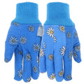 MUD Essential Women's PVC Dotted Palm And Daisy Printed Jersey Garden Glove, Extreme Comfort, Excellent Grip, Durable Wear, Blue, Medium/Large (M61001B-WML)