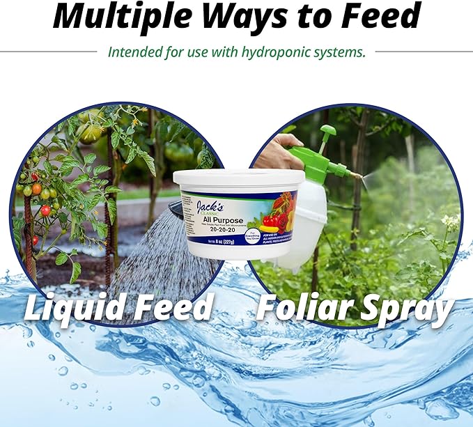 Jack's Classic 20-20-20 All Purpose Water-Soluble Fertilizer with Micronutrients to Provide General Growth on All Plants, 8oz