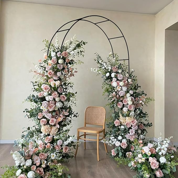 Iron Pergola Arbor Practical, 7.9 Feet High x 4.6 Feet Wide, Assemble Easily for Various Climbing Plant Wedding Garden Arch Bridal Party Decoration Wide Arbor