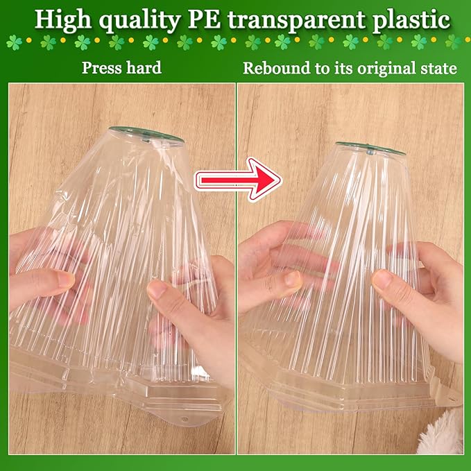 20 Pack Garden Cloches for Plants with 40PCS Ground Stakes,Clear Reusable Bell Covers with Rotatable Vent for Plant Protection,Garden Protector from Animals Birds Chicken,7.9" H X 6.7" D