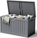 240 Gallon HDPE Deck Box Outdoor Indoor Waterproof Storage Box for Patio Furniture, Pool Accessories, Garden Tools, and Cushion Storage, Gray