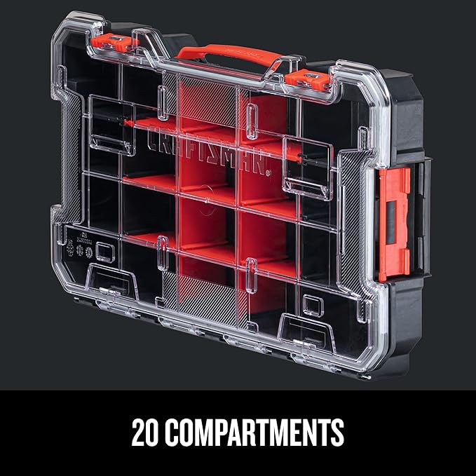 CRAFTSMAN VERSASTACK Storage Organizer, Small Parts Organizer, 20-Compartments, Lid Includes Secure Latch (CMST17828)