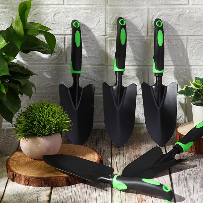 Yaocom 36 Pcs Garden Shovel Aluminum Alloy Heavy Duty Trowel Small Digging Shovels Metal Hand Trowel Spade with Soft Handle for Garden Lawn Yard Planting Tool (Large Shovel,Green)