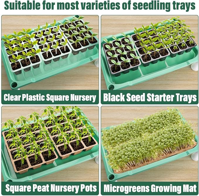 5-Tier Seed Starter Tray, Plant Stand Designed for Cell Trays and Small Pots for Gardening Indoor Outdoor Growing (Green)