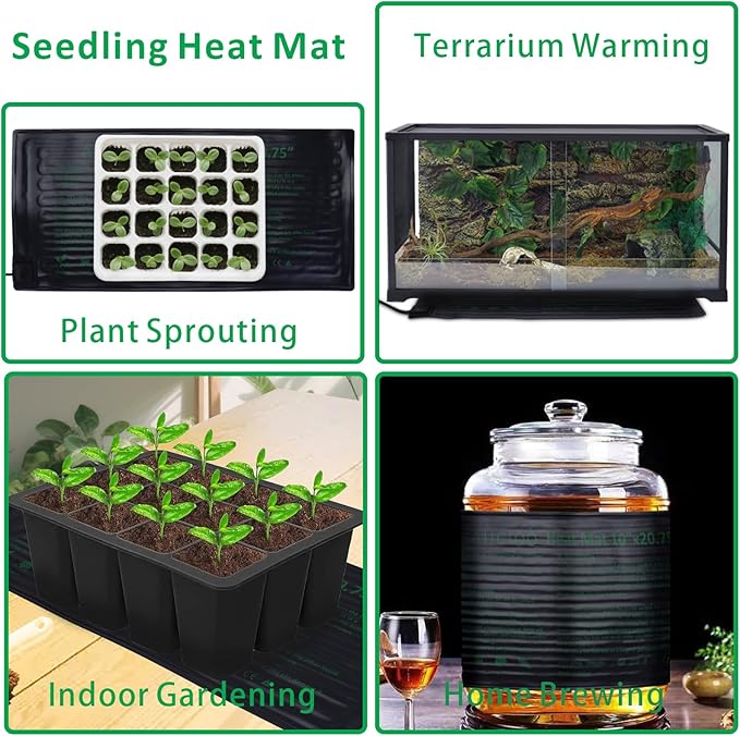 AIICIOO 2 Pack Seedling Heat Mats 10"x 20.75" Warm Hydroponic Heating Pad for Indoor Gardening, Seed Starting Germination, Greenhouse, Brewing