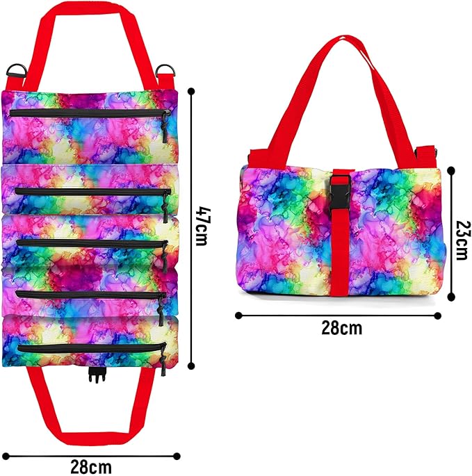 Roll-Up Tool Storage Bag, Nylon Gardening Organizer with 5 Pockets, 11x18 Inch, Portable Hanging Design for Outdoor Maintenance, School, Work (54rse)