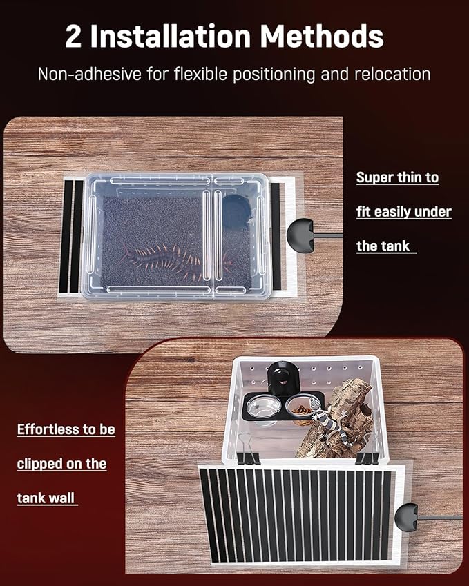 Pawfly 14 W Reptile Heat Pad with Thermostat 11 x 5.9 Inch Reptile Heating Pad Under Tank Terrarium Reptile Heat Mat for Turtles Frogs Snakes Lizards Geckos Hermit Crabs & Spiders