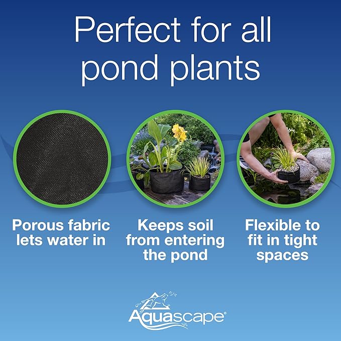 Aquascape 98501 Plant Pot 6" Round x 6" Deep Fabric (2 Pack) for Pond Water Feature and Garden
