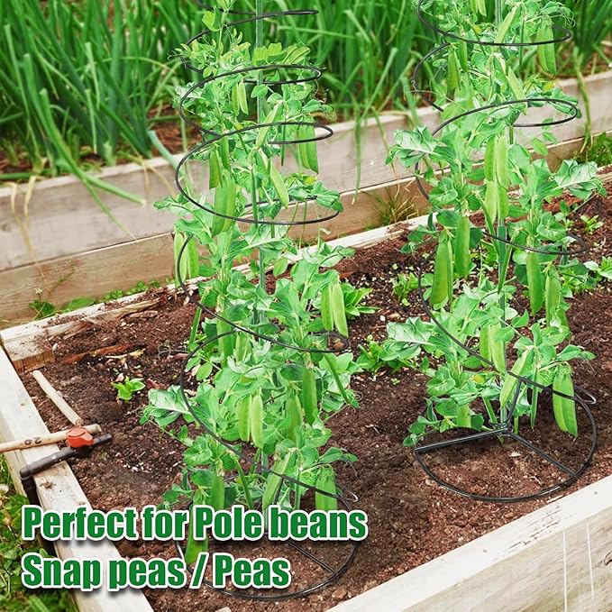 Spiral Trellis for Climbing Plants Outdoor, 45 Inch Tall Heavy Duty Metal Garden Tower, Decorative Plant Support with Anti-Tip Stake,Rustproof for Clematis Pole Beans Cucumber Berry Vines Pots,1 Pack