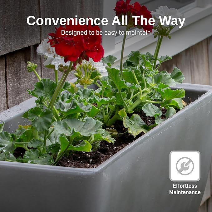 RTS Home Accents 30" Long Elevated Rectangular Garden Planter with Wrought Iron Stand, Graphite - Durable, Stylish, and Weather-Resistant Raised Garden Bed for Outdoor or Indoor Gardening