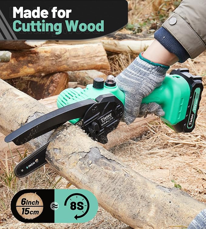 Tietoc Mini Chainsaw 6-Inch with 2 Batteries, Electric Saw Gifts for Women Dad Husband Gardener, Cool Gadgets for Men 2025, Mens Gifts for Birthday Anniversary Christmas for Adults Men Dad