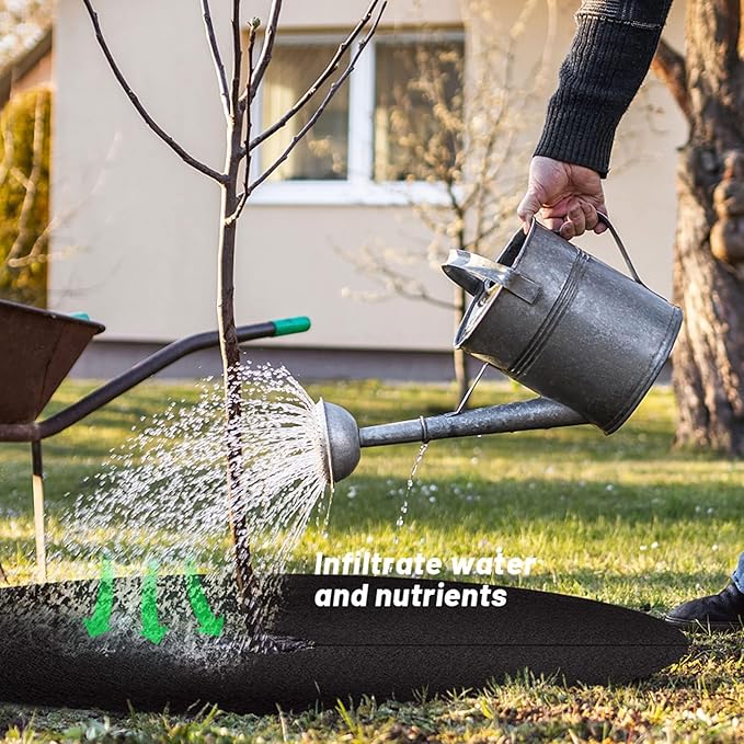 20.5" Non-Woven Tree Mulch Ring 6 Pack, Weed Barrier Mat,Degradable Tree Mulch Used to inhibit Weed Growth and Landscape Weed Control Plant Root Protection