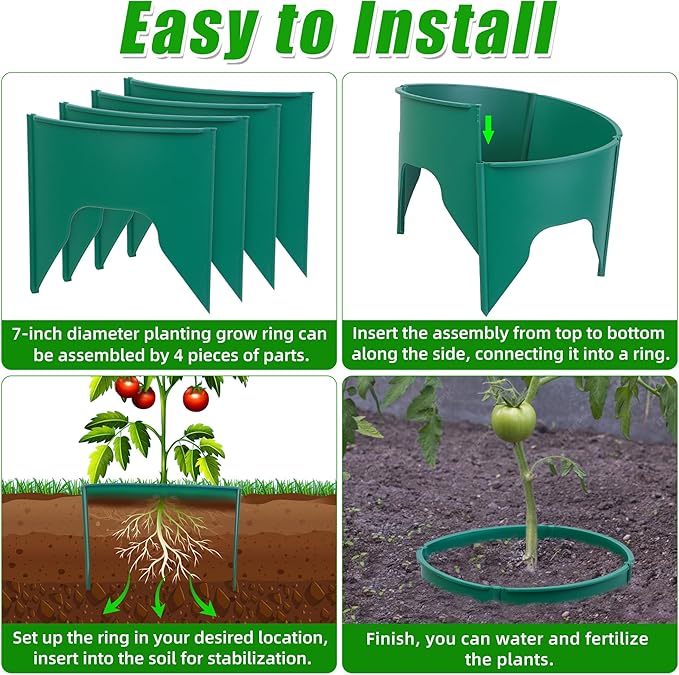 24Pcs Planting Grow Rings, Interlocking Plant Ring Garden Rings for Plant Support and Soil Moisture Retention, Planting Rings Plant Circle Ring for Deep Watering Veggies Herbs and Flowers