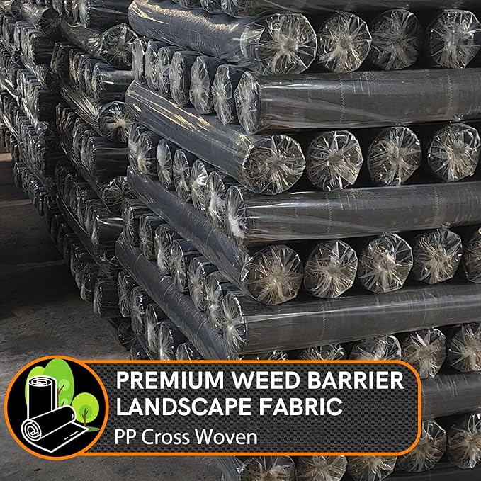 6FT x 100FT Weed Barrier Landscape Fabric Heavy Duty, 3.2oz Premium Garden Ground Cover Mat for Weed Control, Gardening, Plant Beds and Farming