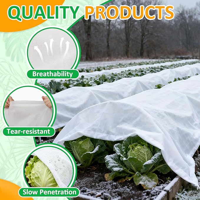 White Plant Covers Freeze Protection, 10 x 50 ft - 1.5 oz/yd² Frost Cloths for Outdoor Plants, Tree Covers Freeze Protection, Winter Garden Blanket, Sun Cover for Plants for Greenhouse, Vegetables