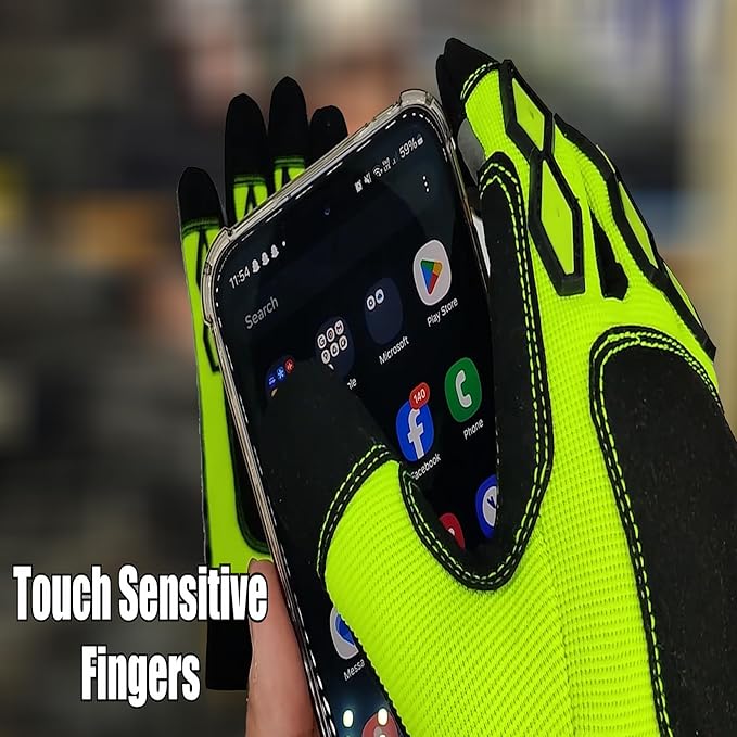 Men’s Heavy Duty Work Gloves Utility Mechanic Working Touchscreen Anti-Slip Palm & Knuckle Protection Safety Gloves