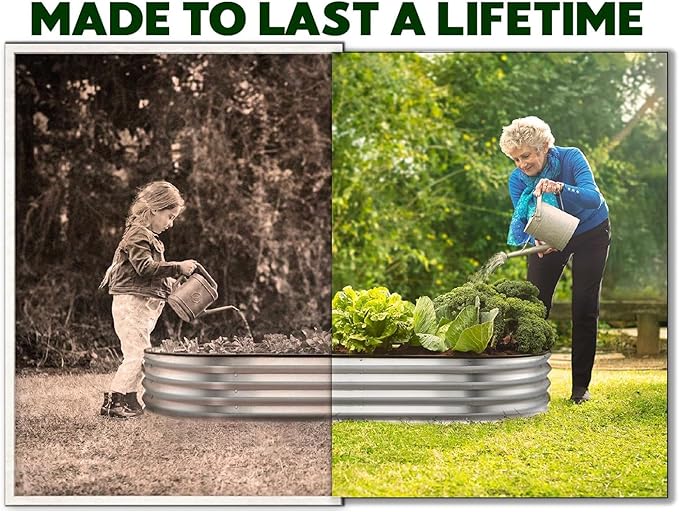 Plant & Plot Galvanized Raised Garden Beds Outdoor // 6×3×1 ft Planter Raised Beds for Gardening, Vegetables, Flowers // Large Metal Garden Box // Patented Tool-Free Design (Silver)