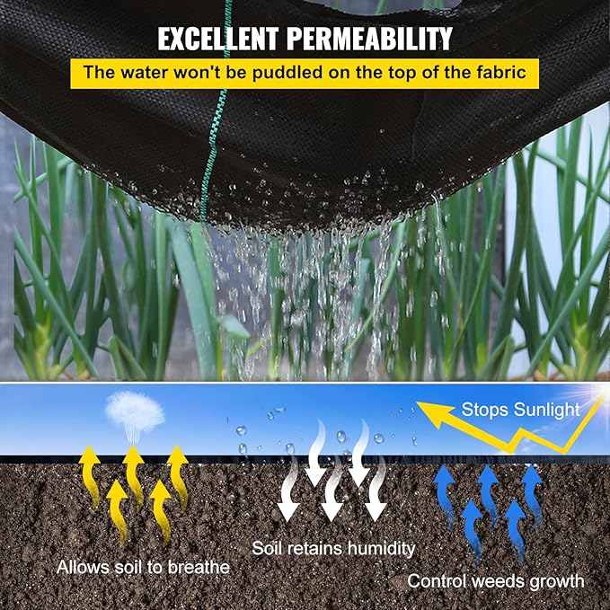 Happybuy Weed Barrier Landscape Fabric Heavy Duty, 4FTx250FT Geotextile Fabric, 5Oz Woven Weed Block Gardening Mat, Garden Weed Fabric, Good Permeability for Flower Bed, Driveway Fabric, Ground Cover