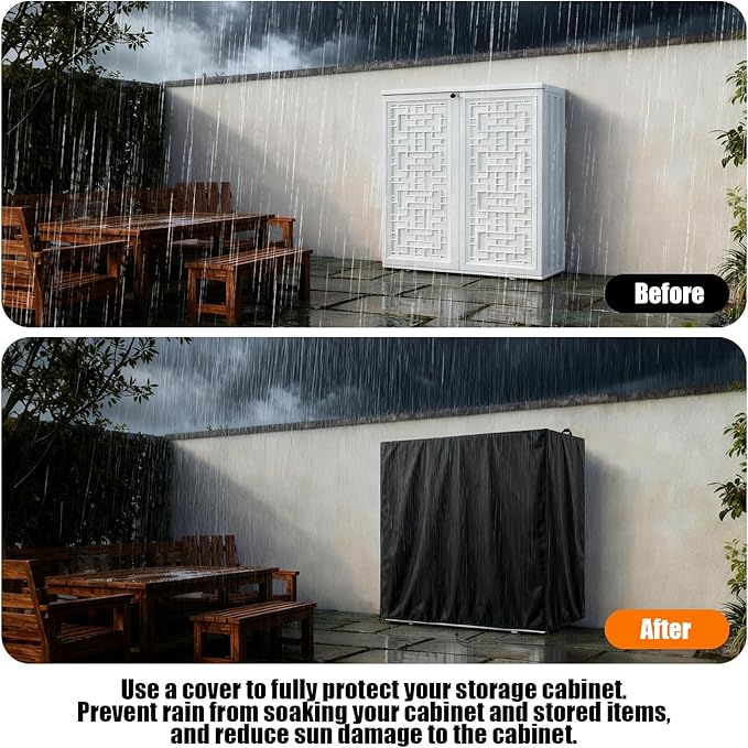 Kasla Storage Cabinet Cover, Outdoor Chest Storage Waterproof Cover, Weatherproof Cabinets Covers for Kitchen Patio Garden Backyard - 34"Lx22"Wx58"H