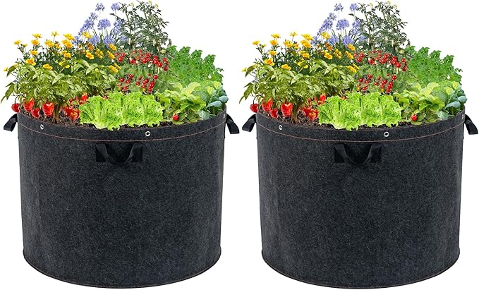 50 Gallon Grow Bags, 2 Pack Thickened Aeration Large Fabric Pots with Handles 29''×21'', Heavy Duty Planting Bags for Potato, vegetables, Flowers & Trees