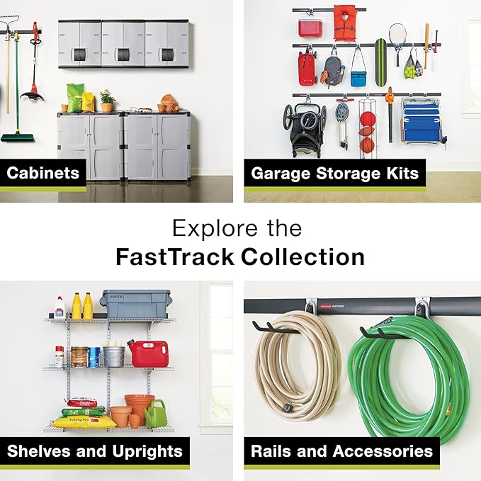 Rubbermaid FastTrack Compact Hook for Garage Organization, Soft Grip, Ideal For Cords/Ropes/Small Hoses/Camping Chairs