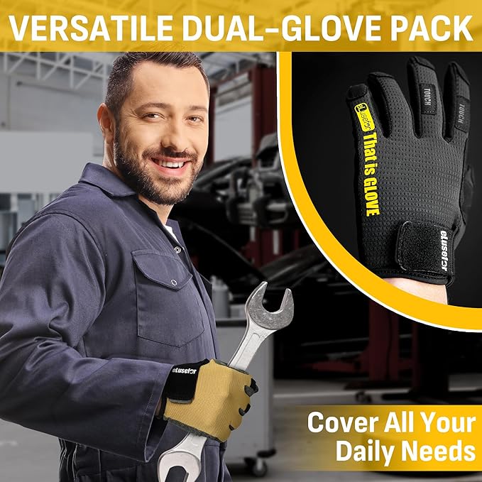 Dexterity Upgraded Utility Gloves – Seamless Wrap-Fingers Design & Knuckle Touchscreen Capability
