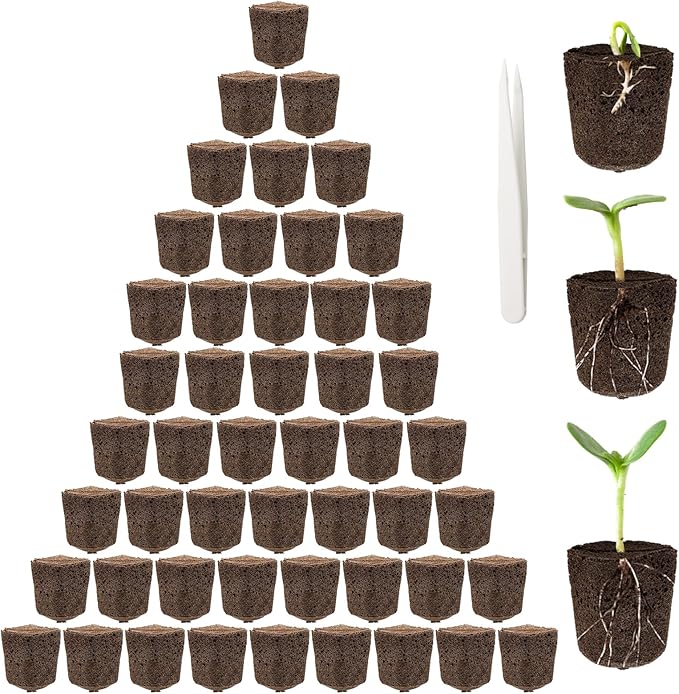 50P Seed Starter Sponge for Germinate Quickly, Hydroponic Sponges Grow Starter Pod for Plants Vegetables Flowers Seedling Starter Sponges Kit, Rapid Rooter Plugs for LAPOND Hydroponics Growing System