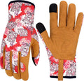 Leather Gardening Gloves for Women Thorn Proof Garden Gloves Touch Screen Working Gloves Gifts,M