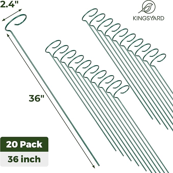 Kingsyard 36 Inch Plant Support Stake - 20 Pack, 4.5mm Thick All Metal Garden Plant Stakes Plant Prop for Single Stem Flowers Dahlia Lily Rose Peony Hydrangea Tomatoes Sunflower Gladiolus
